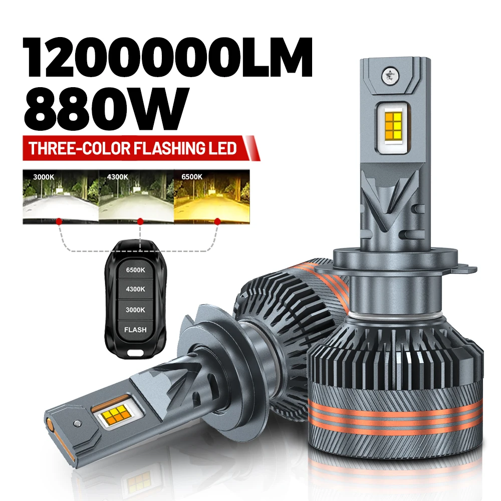 

H4 H7 Светодиодные фары 6000K 3000K Двухцветные фары H1 Led H11 H8 HB3 9005 HB4 9006 9012 HIR2 Автомобильные лампы 12 В Лампы