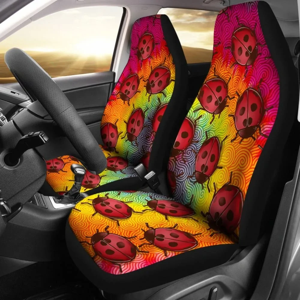 Lady Bug Swirl Car Seat Covers Tie Dye,Pack of 2 Universal Front Seat Protective Cover