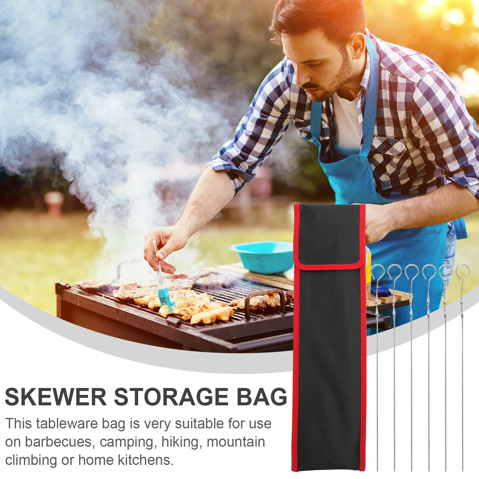 

1Pcs Grill Skewer Storage Bag Waterproof Skewer Container Portable Lightweight Organizer Pouch for Barbecue Picnic Camping