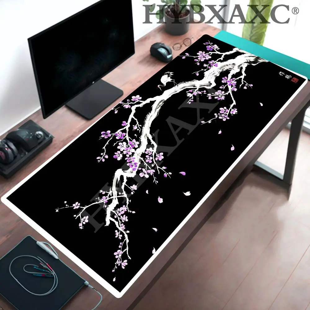 

HYBXAXC Purple Plum Crane Ink Desk Mat Gaming Mouse Pad Non-Slip Large for Office Home PC Gamer Computer Keyboard Mat Desk Pad