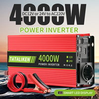 Inverter 12V/24V to AC 220V 50HZ modified wave inverter solar car power 4000W voltage portable converter, EU and UN sockets