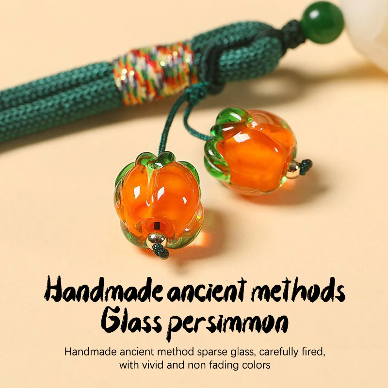 Liuli Persimmon Handykette Schlüsselanhänger Anhänger Anti-Verlust-Handschlaufe Persimmon Bodhi-Wurzel Lotus Kopfhörer-Kamera-Kette – Detail 4