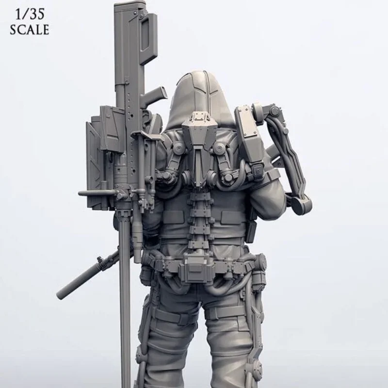 1/35 Scale Resin Figure Model Kit Future War Soldier Sniper Miniatures Statue Unassembled and Unpainted DIY Toys