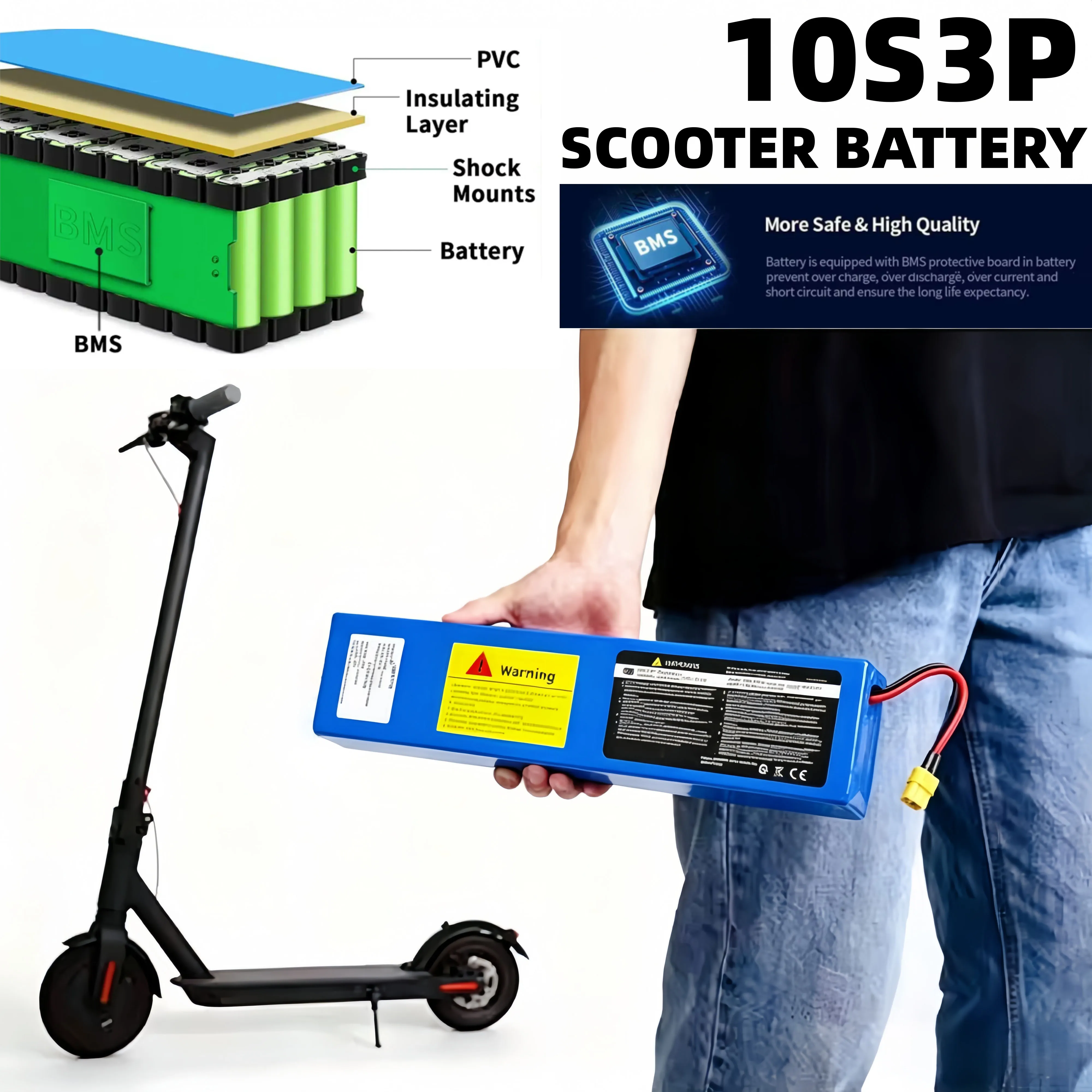 

For KUGOO S1 S2 S3 10S3P 36V 7800mAH 18650 Lithium-Ion Battery Pack Suitable Electric Scooters etc accessories with BMS+charger