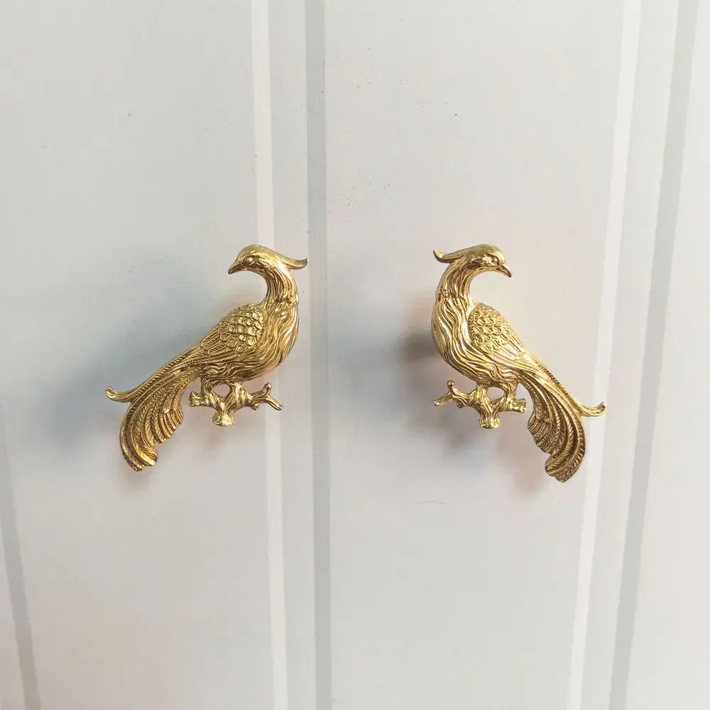 

Креативная твердая латунная ручка ящика, чистая медь, дизайн Феникса, ручка шкафа, роскошная классическая ручка ящика, дверца шкафа