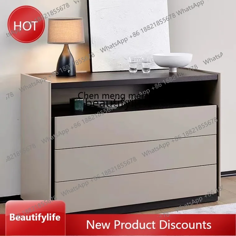 

Italian-Style Light Luxury High Grade Gray Smoky Chest of Drawers Living Room Side Cabinet Entrance Cabinet Storage Cabinet ss10