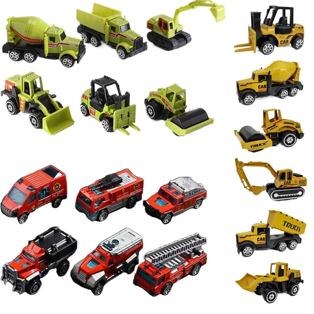 6pcs Alloy Excavator, Children's Toy Engineering Vehicle, Simulation Model, Excavator, Shovel, Bulldozer, Mixer Truck 2026 New