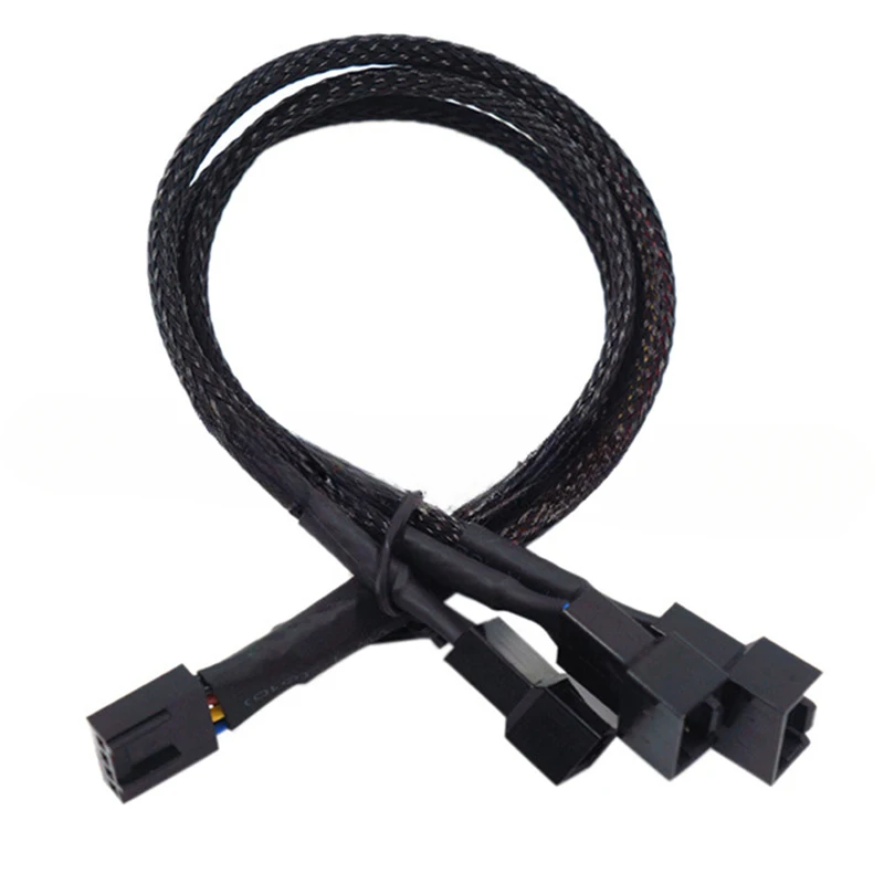 New 4 Pin Pwm Fan Cable 1 To 4/3/2/1 Ways Splitter Black Sleeved 27cm Extension Cable Connector Pwm Extension Cables image 4
