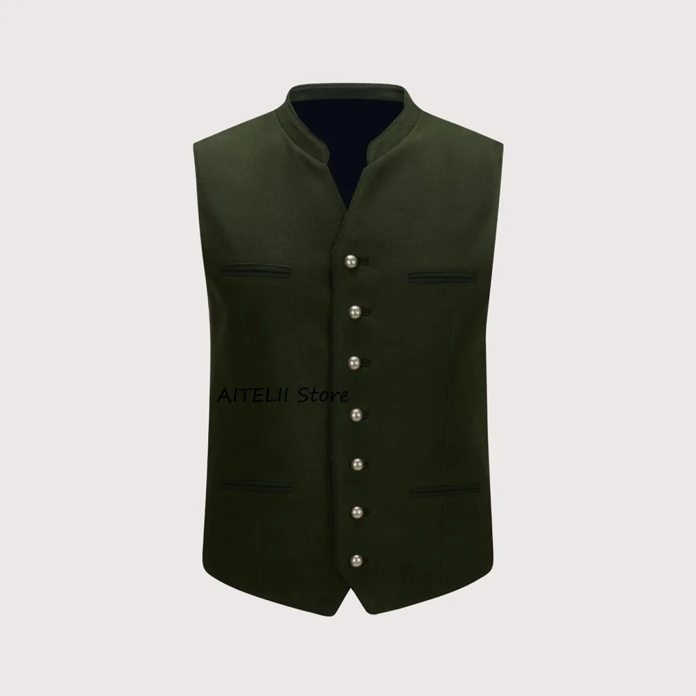 

Men's Classic Vest for Men's Suit Wool Fabric Elegant Man Vest Business Casual Single-pocket Style Stand-up Collar Sleeveless