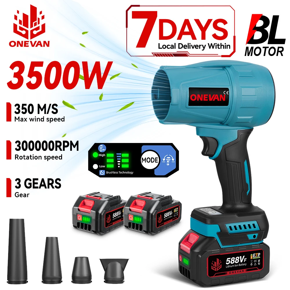 ONEVAN 3500W souffleurs Turbo électriques sans fil soufflage de feuilles de neige outils électriques multifonctionnels pour Makita broche de batterie 18V