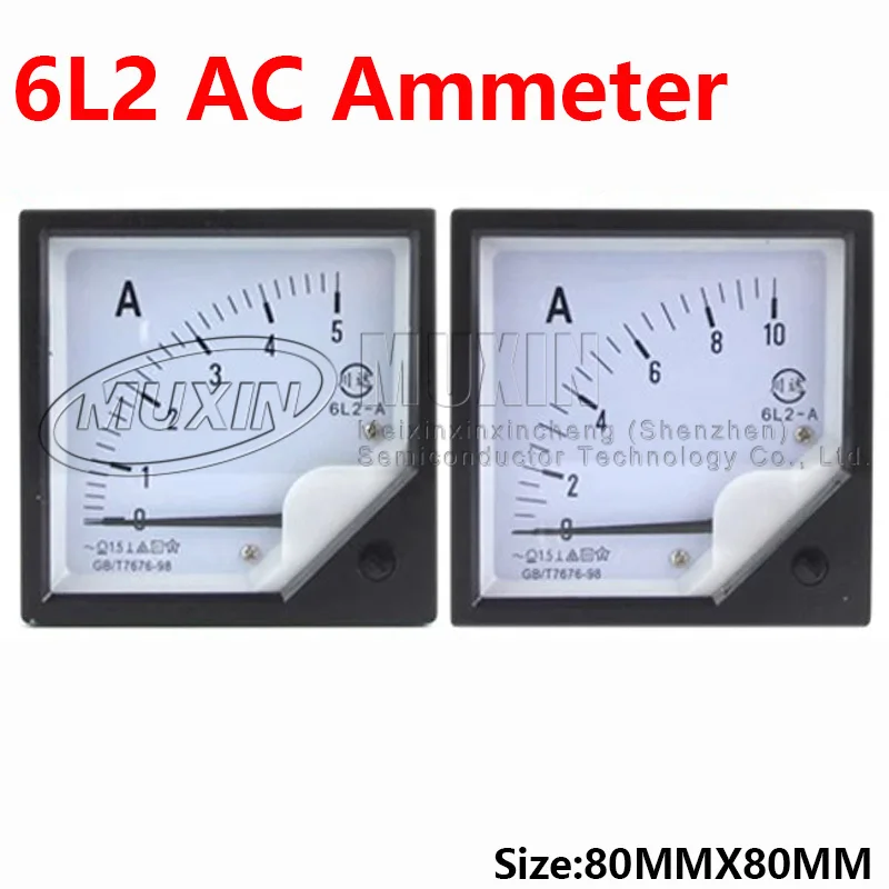 1PC 6L2-A 5A 10A 15A 20A 30A Direct Analog Meter Panel AMP Current Gauge Pointer Ammeter 80*80MM Amperimetro AC