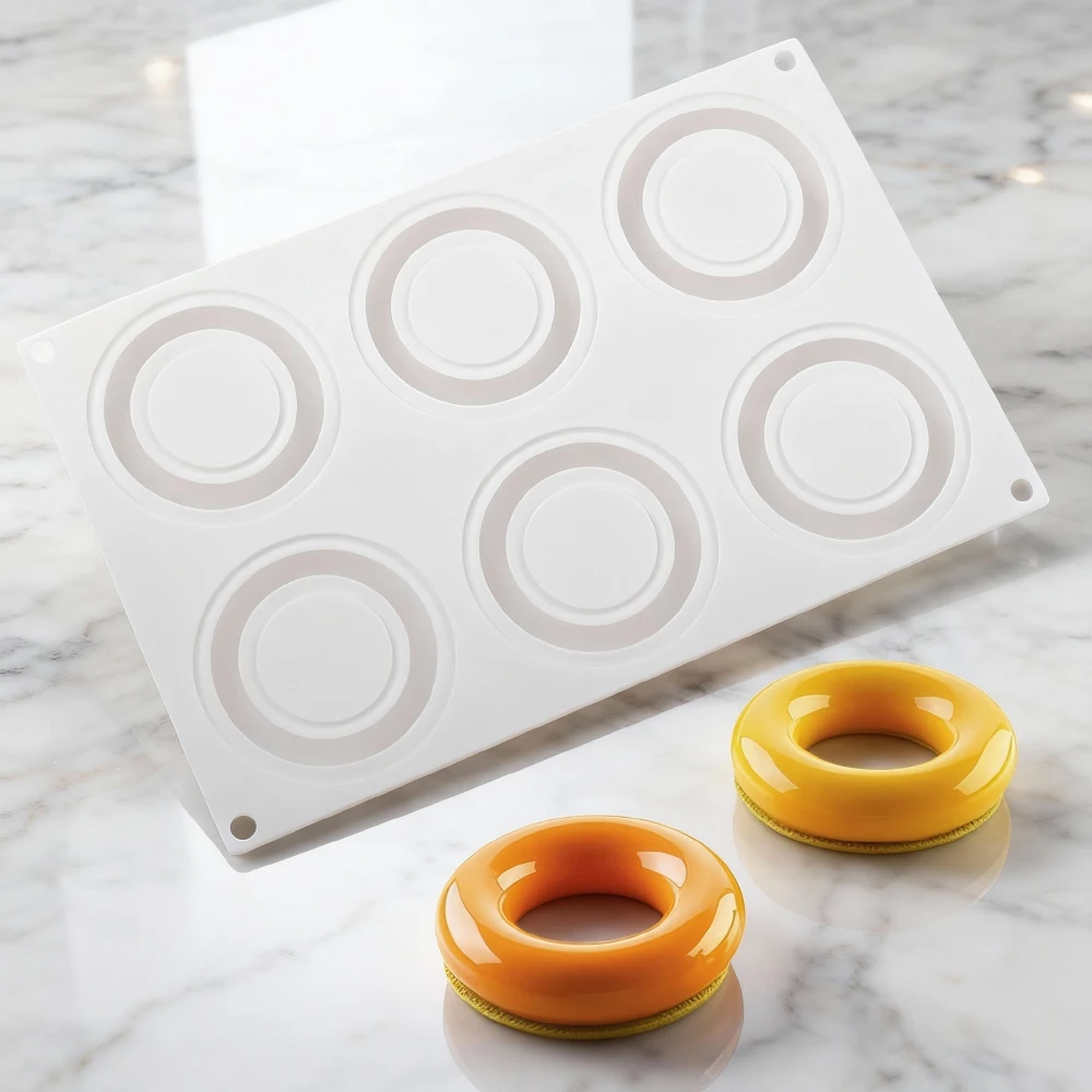 6-Zellen-Donut-Design, Schokoladenform, Silikon-Kuchenformen, Lebensmittelqualität, für Küche, Gebäck, Backformen, Party, Dessert, Backwerkzeuge