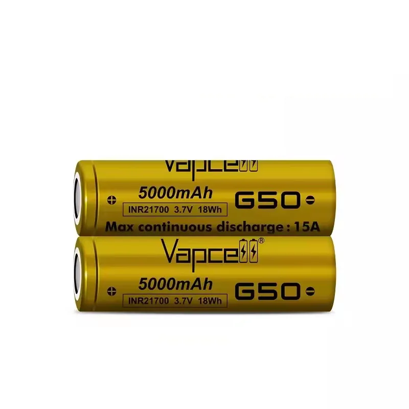 Bateria vapcell 21700 g50 original, 5000mah, 15a, bateria de lítio recarregável de alta capacidade, célula de íon-lítio 21700 para drones, brinquedos, carro