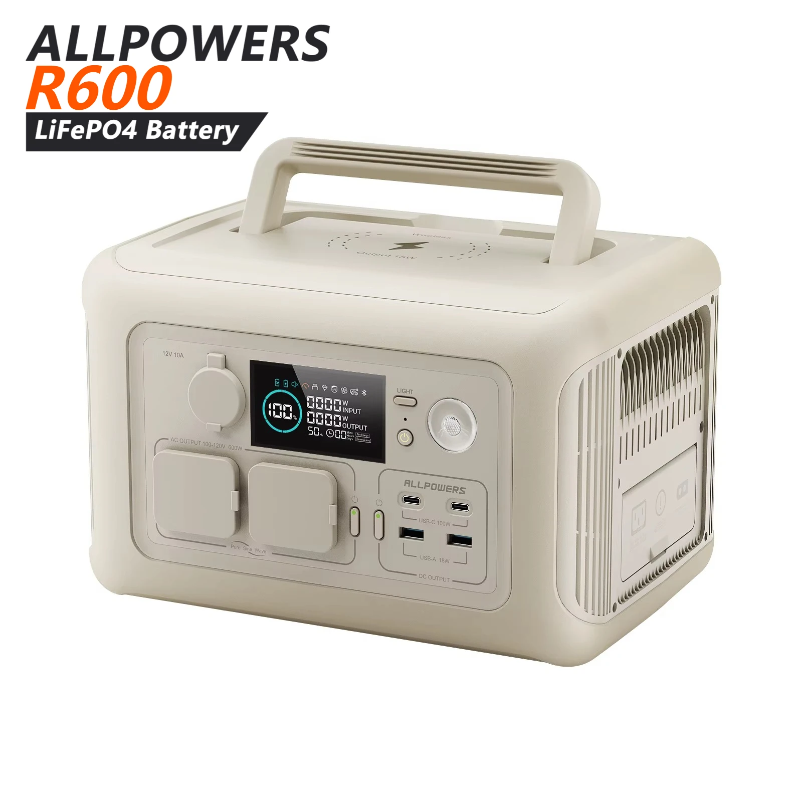 ALLPOWERS R600 Power Portatile 600W, Banche di Batterie LiFePO4, Stazione Portatile, Controller Ibrido MPPT, Batteria agli Ioni di Litio per Uso Esterno, Dispositivo Condiviso a Basso Prezzo,