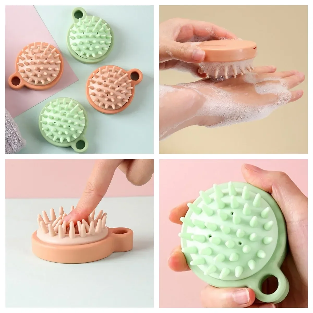 Peigne de massage du cuir chevelu en silicone, shampooing, masseur de cheveux, bain, brosse de massage du cuir chevelu, massage des points d'acupuncture du cuir chevelu, nouveau