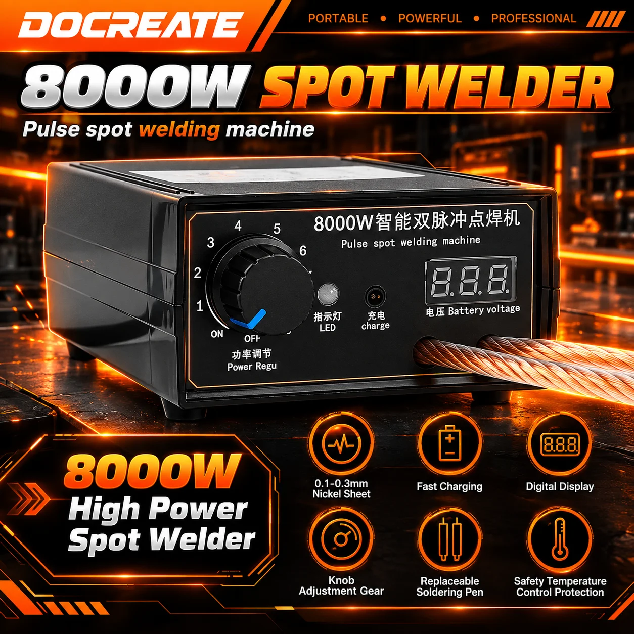 Spot Welder 18650 Battery Pack - Docreate 664/645, máquina de solda por