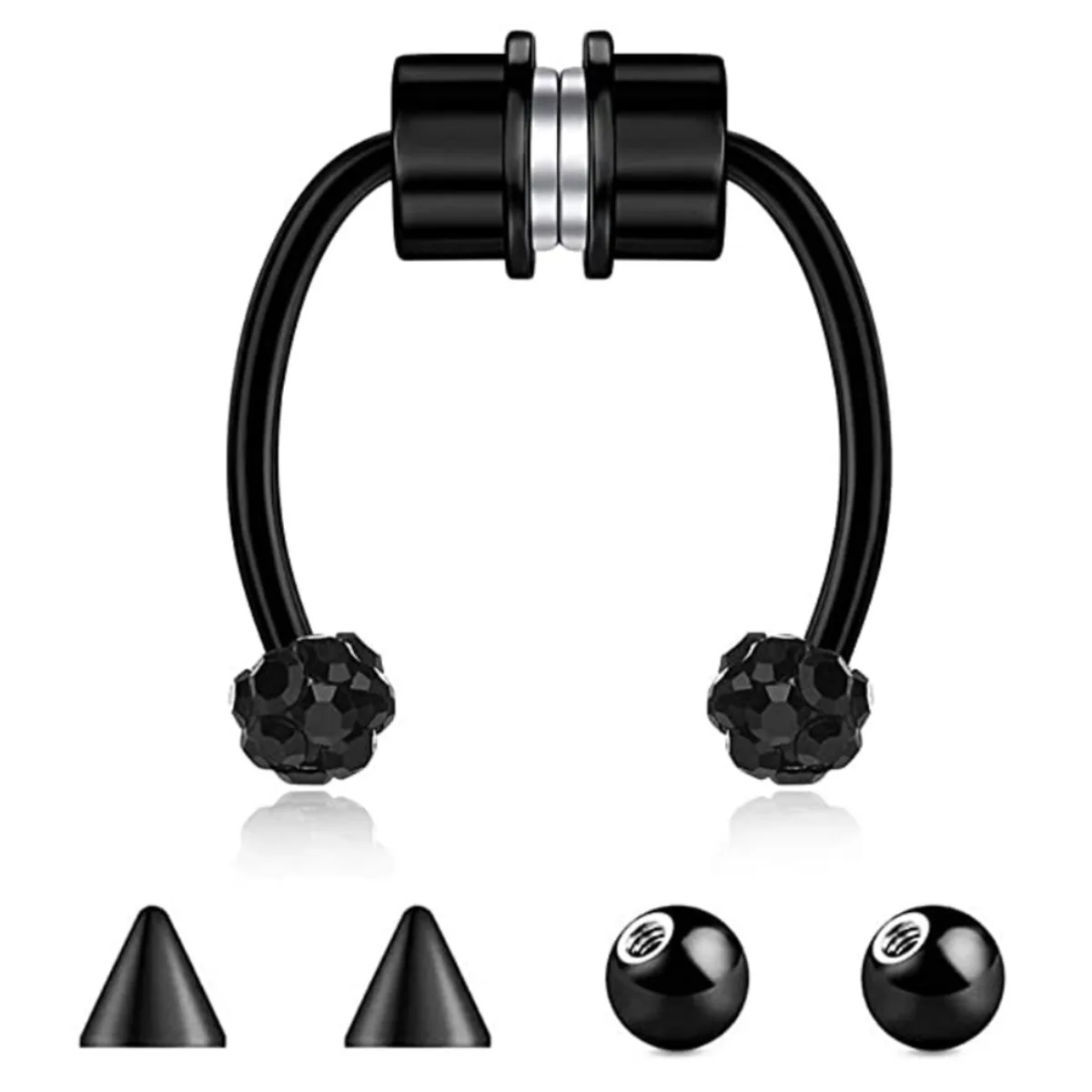 Fake Piercing Nose Ring Hoop Septum Non Piercing Nose Clip Rock HipHoop Stainless Steel Magnet Fashion Punk Body Jewelry Unisex view 6