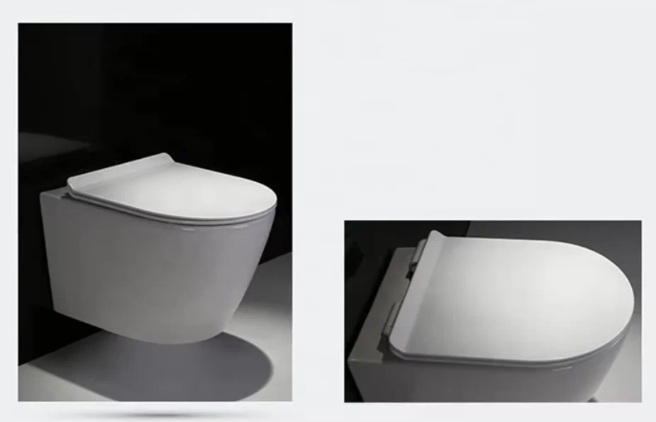 مرحاض معلق على الحائط بتصميم حديث مع خزان مخفي ووعاء دائري ومراحيض معلقة عملية