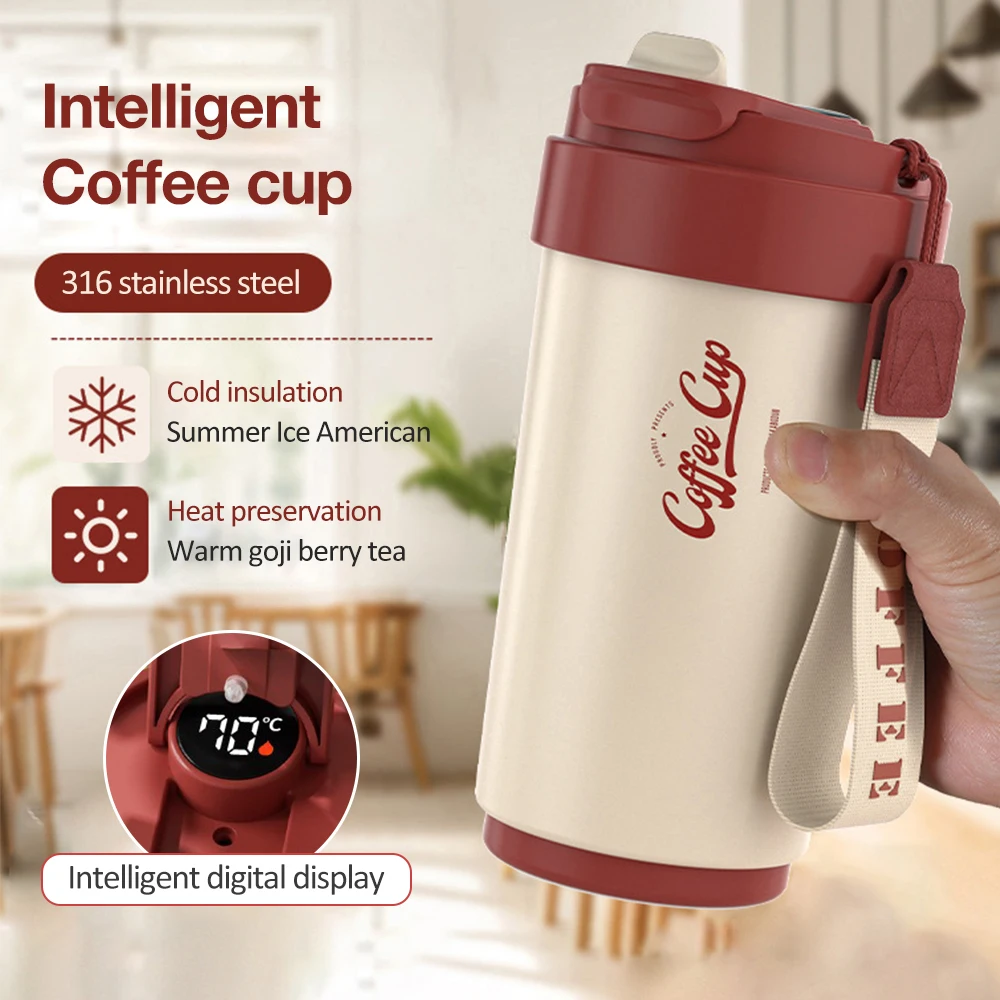 

450ml Stainless Steel Smart Coffee Cup Tumbler Thermos Cup With Intelligent Temperature Display Portable Travel Mug Vacuum Flask