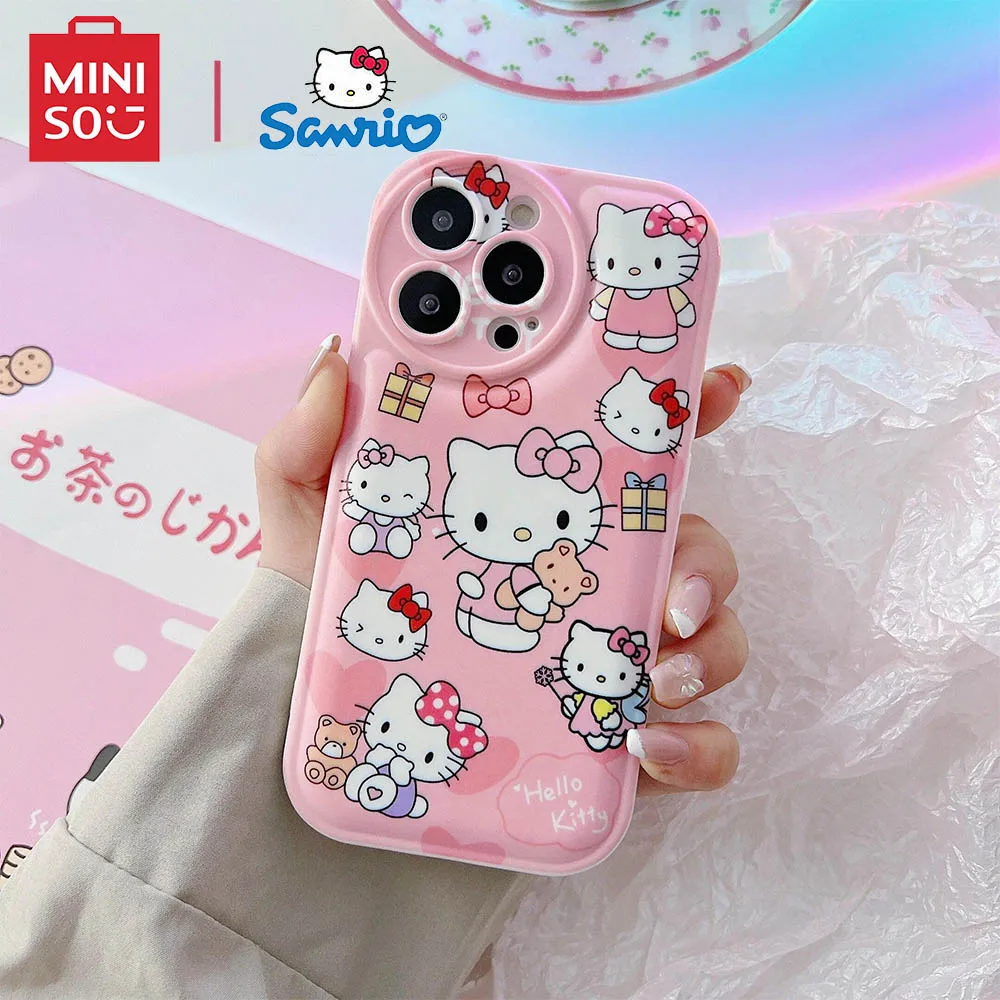 Miniso X Hello Kitty Phone Case For Samsung Galaxy A91 A72 A71 A70 A55 A54 A52 A51 A50 A34 A14 A73 A53 A33 HelloKitty Cases