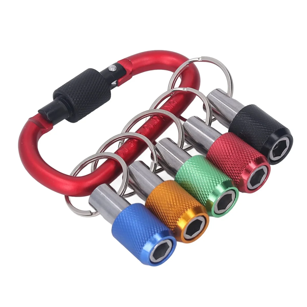 1/4 Bit Holder, Oxidation Resistant Good Compatibility Magnetic Socket Holder Metal Carabiner Portable Plating Red