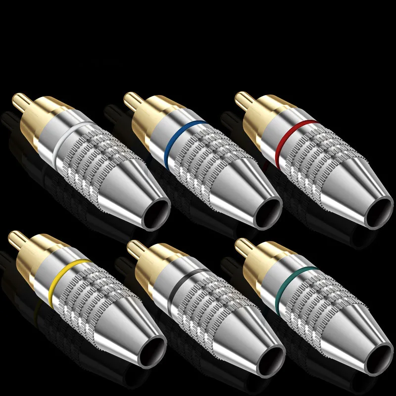 Gold Plated RCA Lotus Head Plug AV Audio Cable Speaker Amplifier Connector