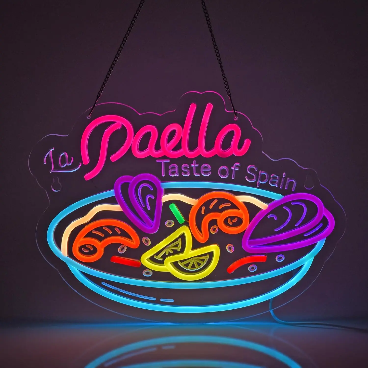 Letrero Luminoso LED de Neón USB Regulable con Diseño de Paella para Restaurante, Tienda de Aperitivos, Cocina, Amantes de la Comida, Decoración de Pared para Fiestas