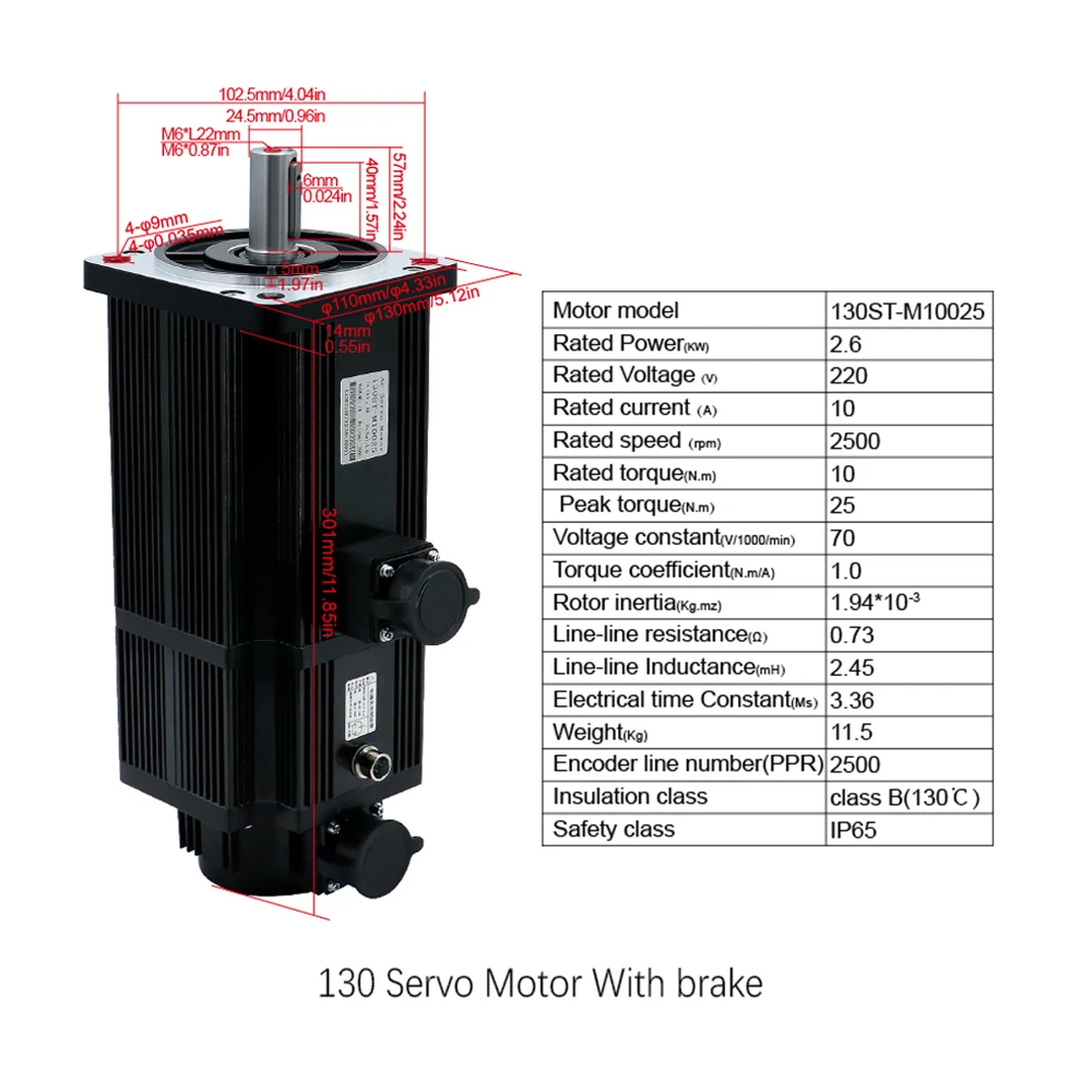 Imagem -04 - Servo Motor 130st-m10025 10nm 1428 Ozin Servo Drive Rs485 Ac220v 3m Cabos Encoder 2500ppr Velocidade 25005000rpm para Cnc 2.6kw