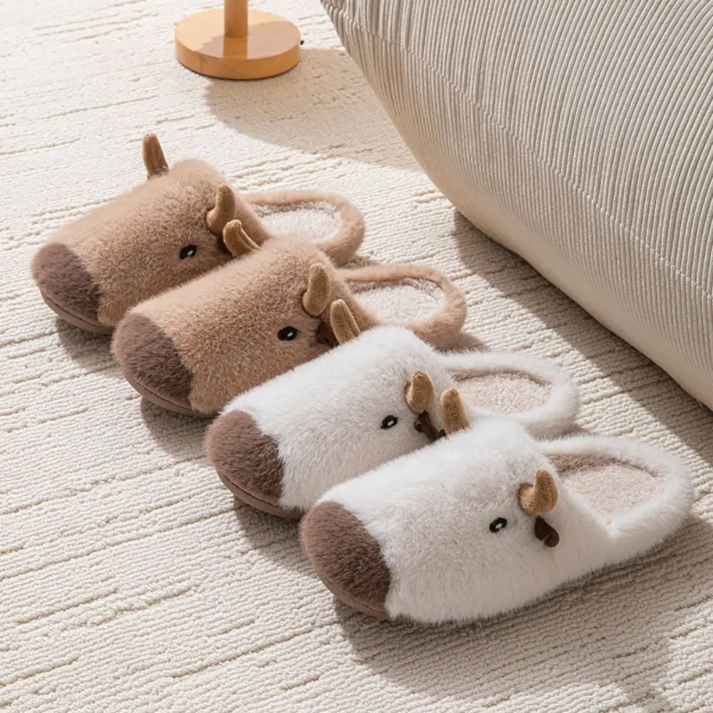 Fashion Anti Slip Capybara Plush Slippers Closed Toe Kawaii Cute Furry Capybara Slippers Cartoon Silent Couple Slippers Bedroom