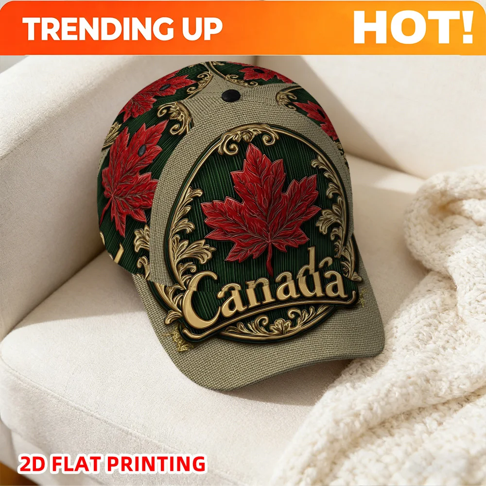 Customization 1pc Canada-Themed Red Maple Leaf Baseball Cap Suitable For Running, Outdoor Sports & Urban Streetwear - Adjustable