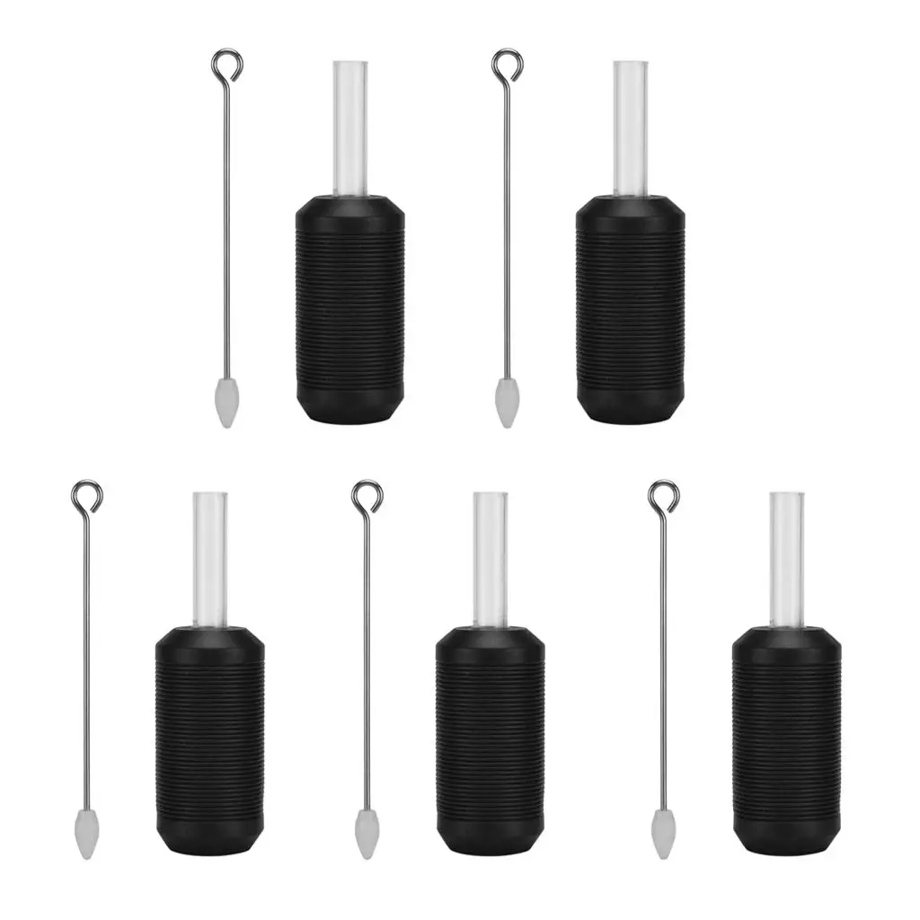 5Pieces Durable Anti-slip Cartridge Grip with 5 Pcs Needle Bar Black