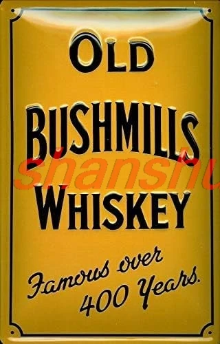 Letrero de whisky Old Bushmills, decoración artística de pared, letrero de estaño, anuncios de 8X12 pulgadas