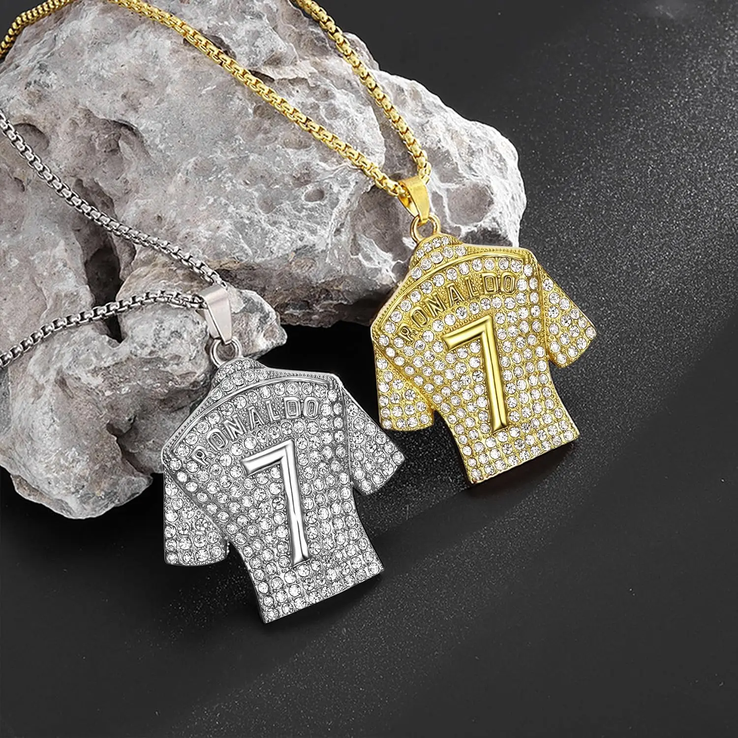 Kalung Liontin Jersey Sepak Bola Nomor 7, Kalung Bola Jersey Sepak Bola Nomor 7 Bahan Titanium Steel, Kalung Bintang Sepak Bola Nomor 7