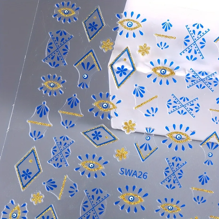  قطعتان من ملصقات أظافر عين الشيطان على الطراز البوهيمي، سهلة الاستخدام لتزيين الأظافر بنفسك والهدايا وتصفيف مكياج الحفلات والزفاف #5