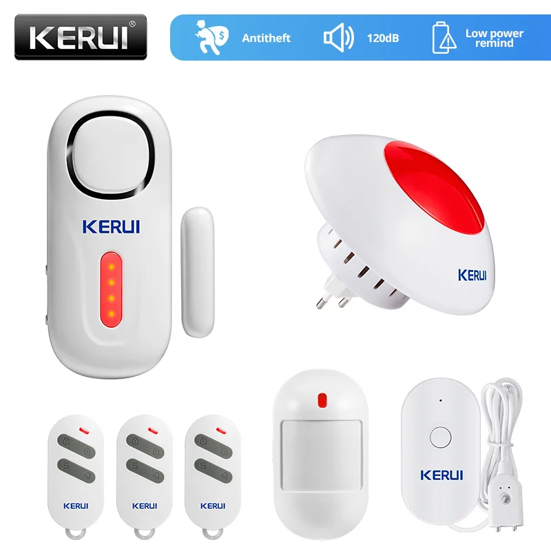 

KERUI 120dB Wireless PIR Door Window Burglar Alert Sensor KIT Security Arm Disarm Anti-Theft Alarm System with Remote Control