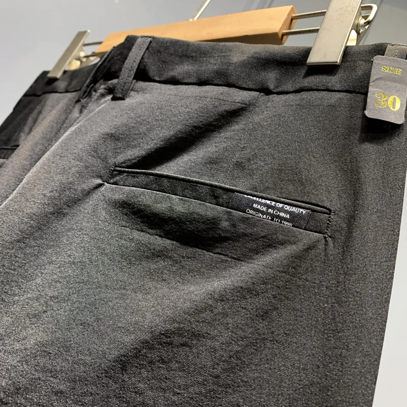 

Breathable Fabric Men's Slim Fit Casual Pants Spring Summer Faion Straight Leg Elastic Anti-Wrinkle Long Trousers