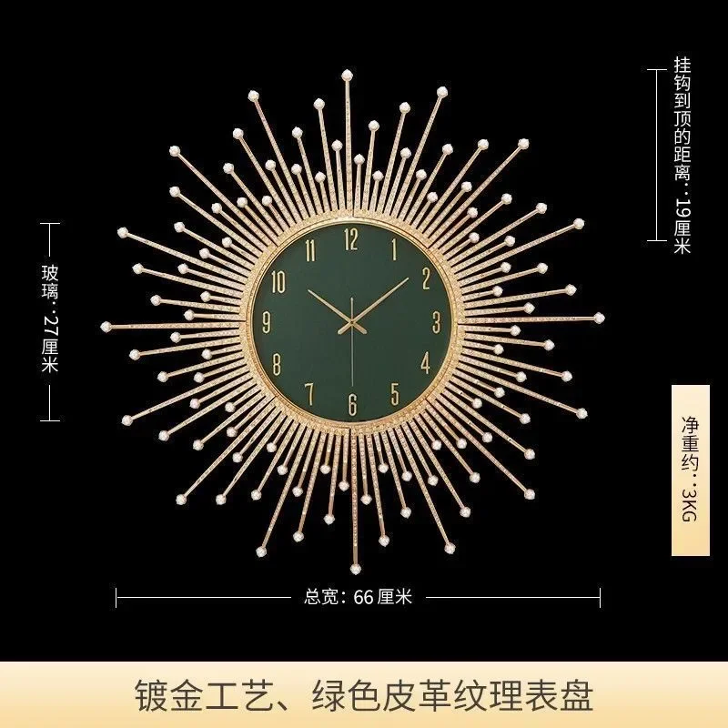 Luxury Living Room Wall Clock Decoration Art Elegant Home Wall Clock Pieces Quartz Gold White Glass Kitchen Wanduhr Room Decor