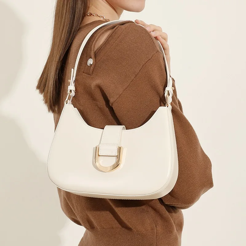 Minimalist Work Mini Shoulder Bag for Women Genuine Leather Adjustable Convertible Crossbody Strap Luxury Handbag Fashion
