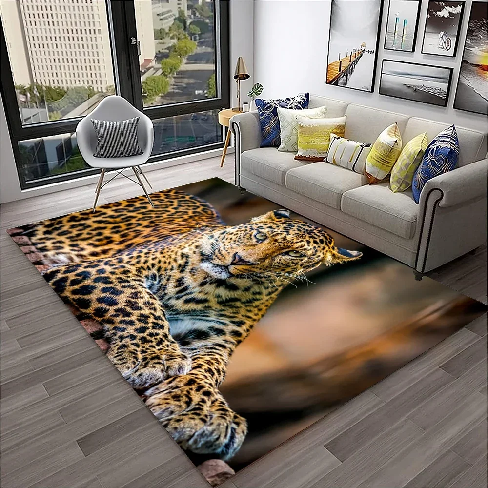Beast Animal Leopard Cheetah Cartoon Carpet Rug for Home Living Room Bedroom Sofa Doormat Decor,s Area Rug Non-slip Floor Mat