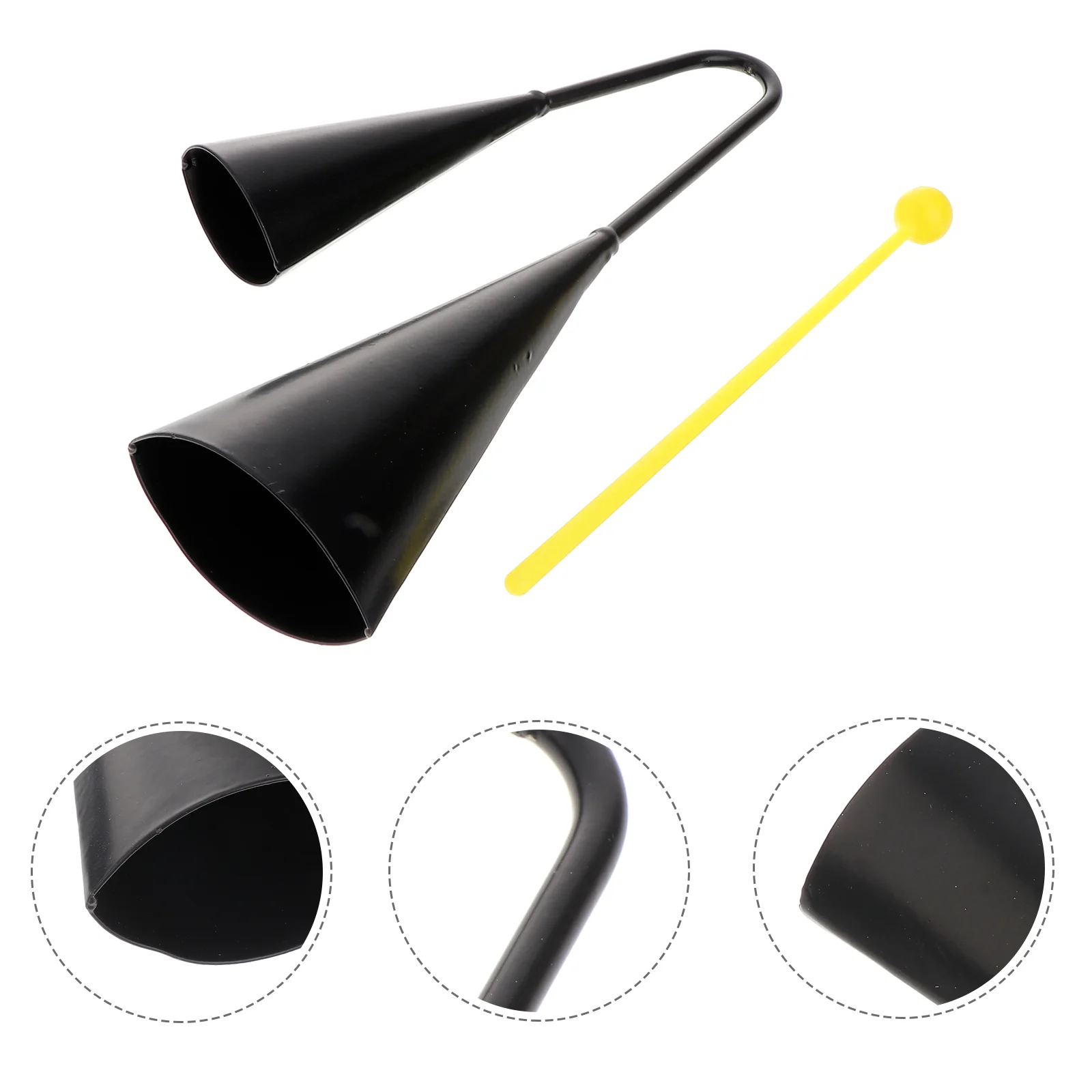 

Metal Cowbells Durable Calling Bell Black Musical Instrument for Outdoor (Large Size) Double Cowbells