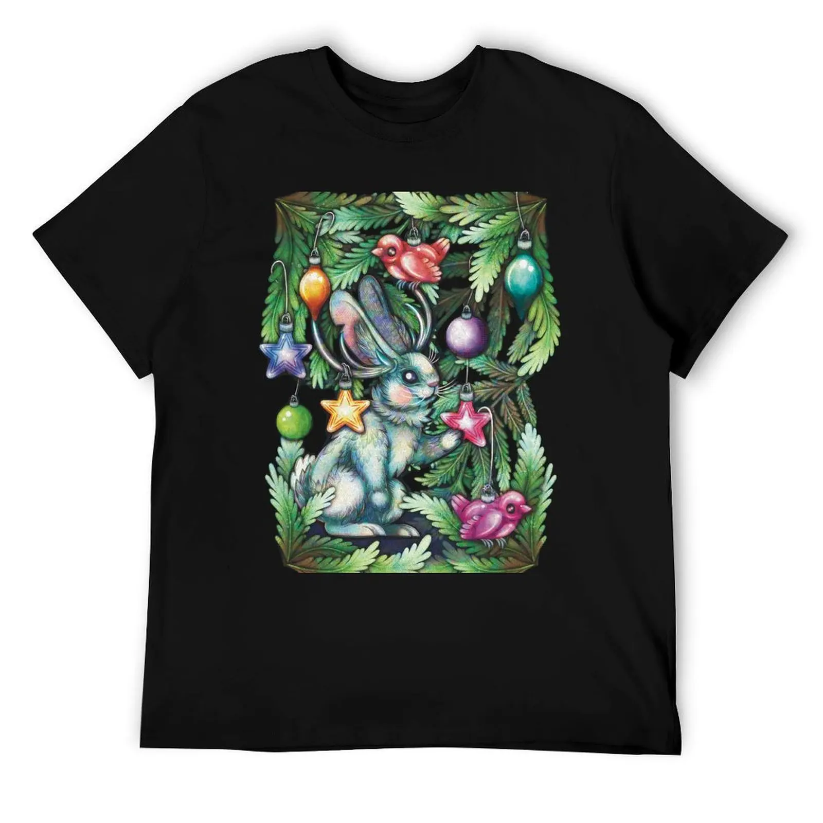 

Jackalope Yule by hyasynth T-Shirt man tshirt cotton tshirt 100% man t shirts for men casual T-Shirt