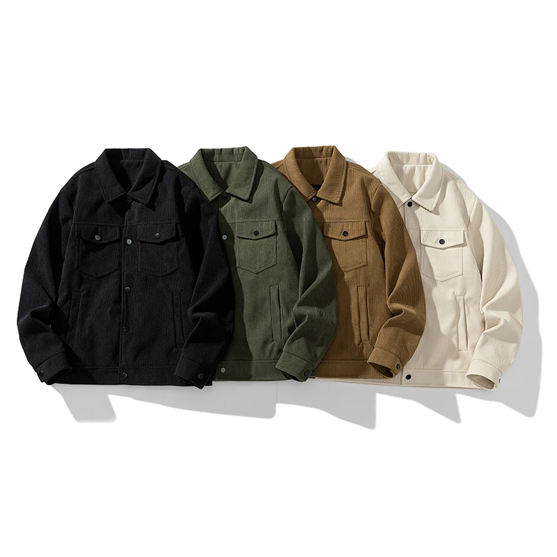 

Autumn American Corduroy Slim Fit Jacket Men's Tactical Workwear Hunting Jacket Hiking Camping Fishing Windproof Warm Jacket