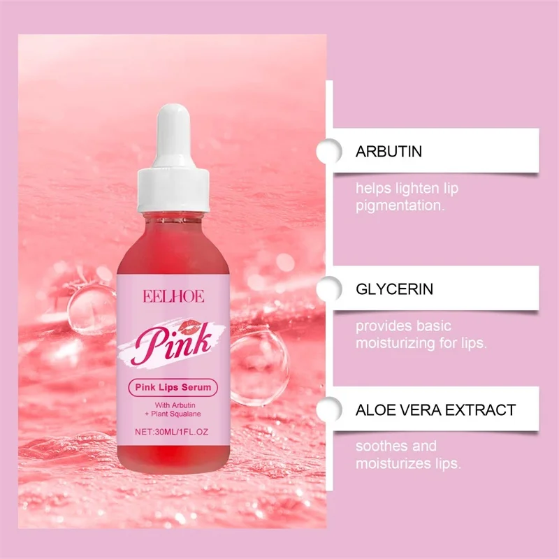 Pink Lip Treatment Essence Lighten Lip Melanin Moisturise Dry Lips Lighten Lip Lines Moisture Shine Korean Skincare Products