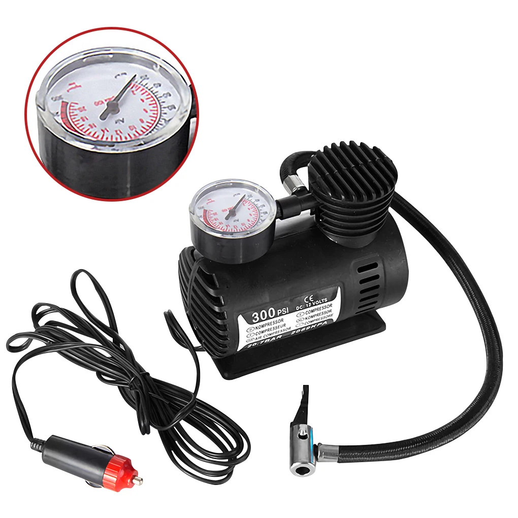 

Car Tire Inflator with Pressure Gauge Rechargeable Air Compressor Universal Inflatable Pump Motorcycle Repair Tool