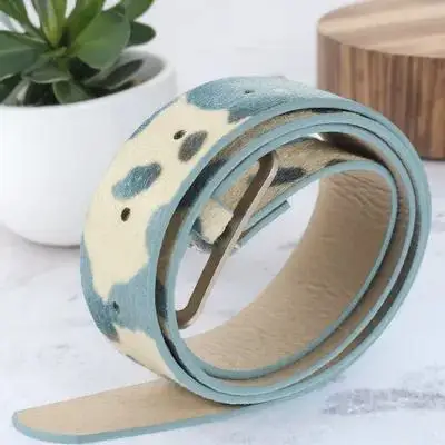 

Cow Print Belt PU Material Adjustable One Size Fashion Western Style Waist Band for Casual Shorts Wear