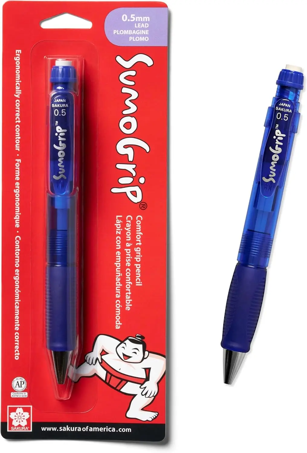 

0.5mm Mechanical Pencil with Eraser, Clear Blue Design for Smooth Writing and Grip