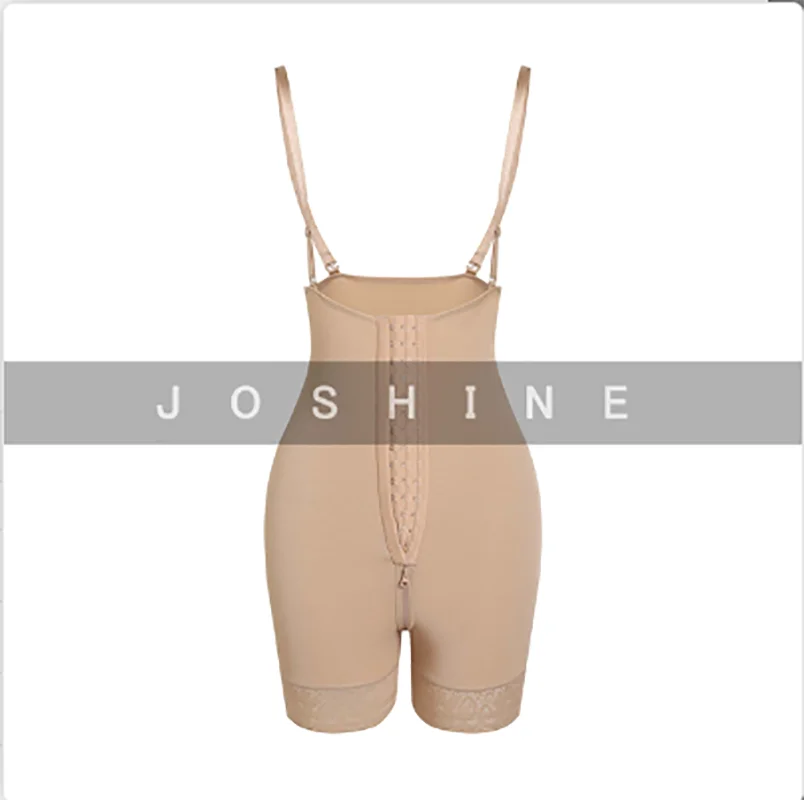 Postpartum Tummy Control Shapewear With 3 Hooks＆Crotch Zipper Faja Adjustable Straps Post Liposuction Bodysuit