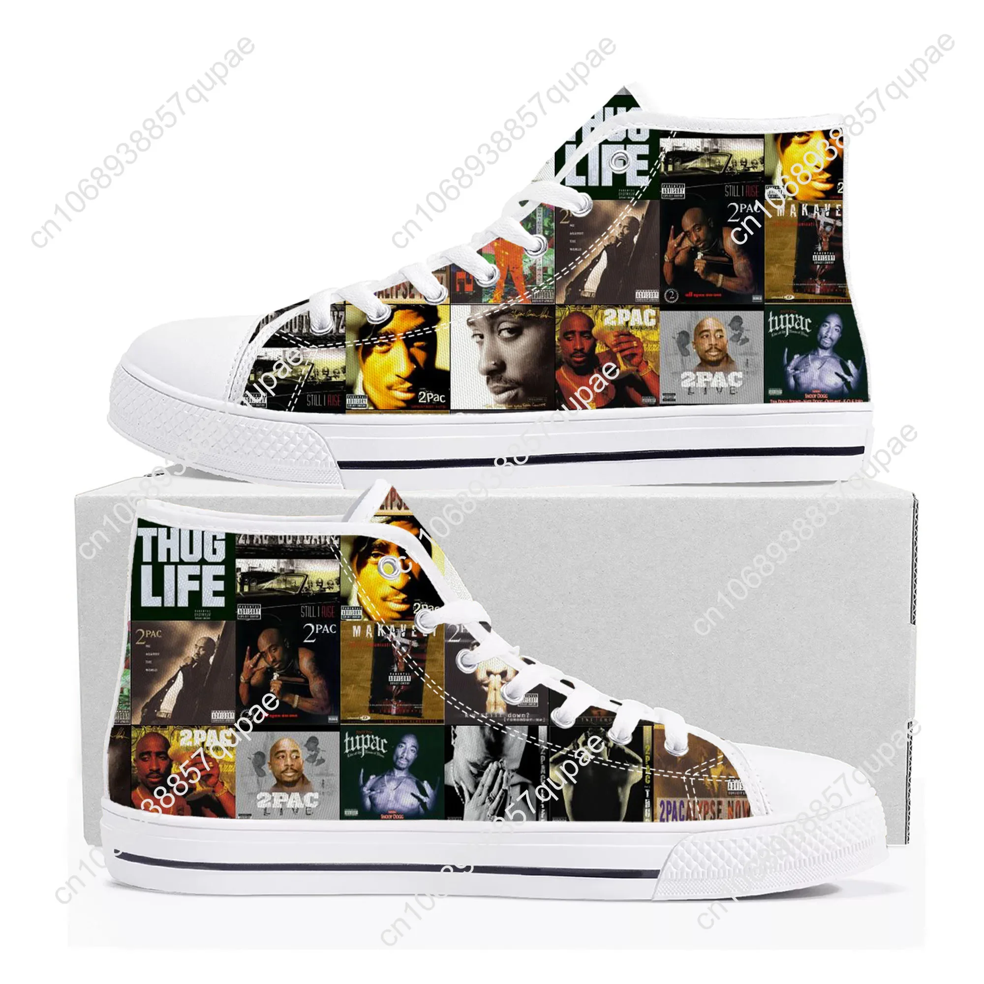 Rap 2pac Tupac High Top hochwertige Turnschuhe Herren Damen Teenager Canvas Sneaker alle Augen auf mich lässig Paar Schuhe benutzer definierte Schuh