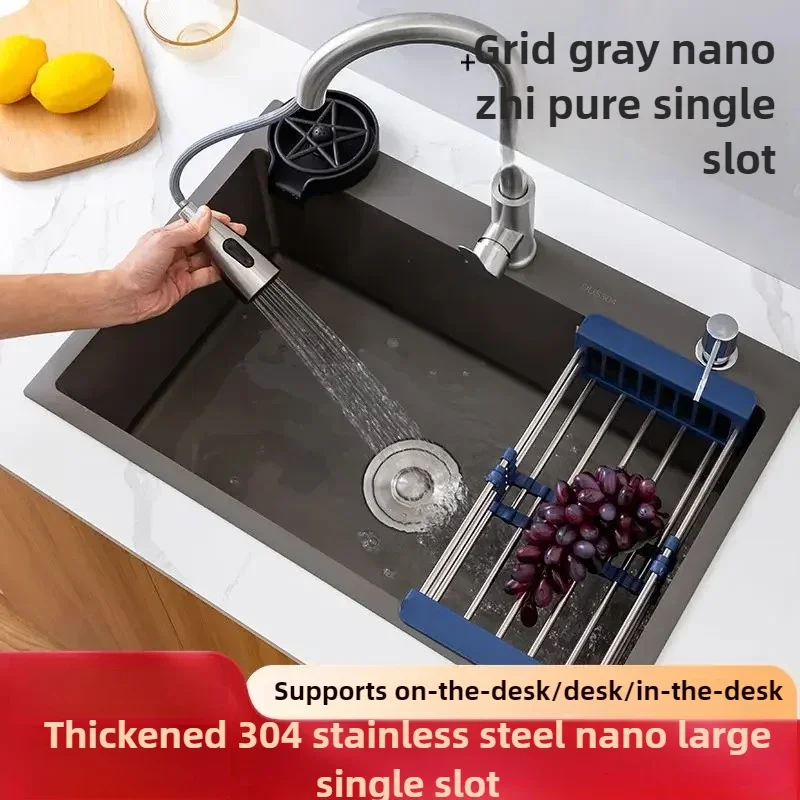 Excellent Kitchen Sink Single Sink Thickened 304 Stainless Steel Vegetable Basin Large Dishbasin Sink Kitchen Special Dishwashin