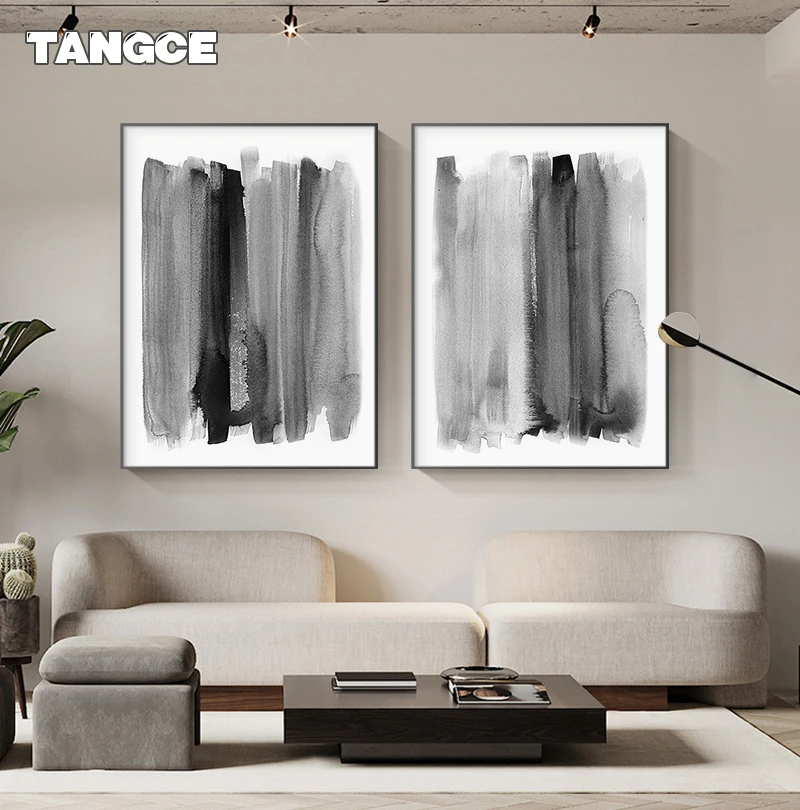 

Modern Black and White Canvas Art Print Abstract Watercolor Painting Wall Art Posters Nordic Pictures for Living Room Home Decor